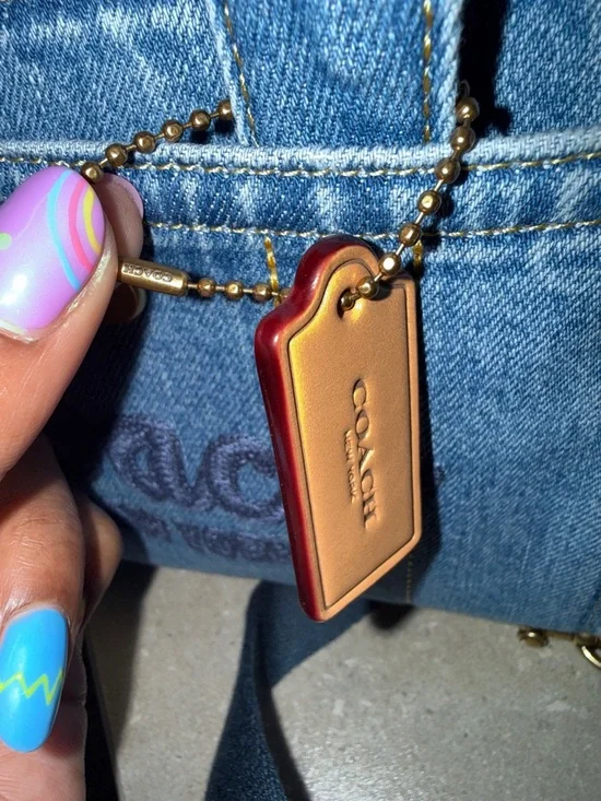 Coach Mini Cargo Denim Tote with Embroidered Logo - Picture 8 of 11